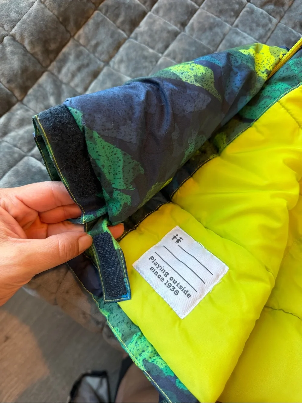 Columbia Blue, Teal & Neon Yellow Camo Hooded Jacket